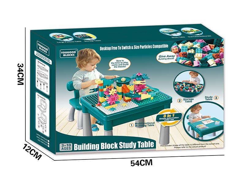 Building Blocks  Table + 105PCS Slide Building Blocks  + 1 Chair