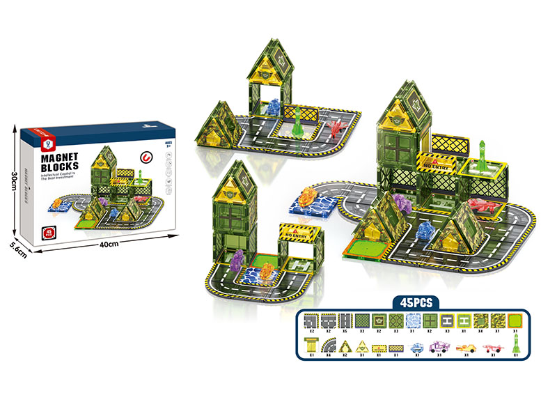 Military Base Magnetic Building Blocks 45pcs