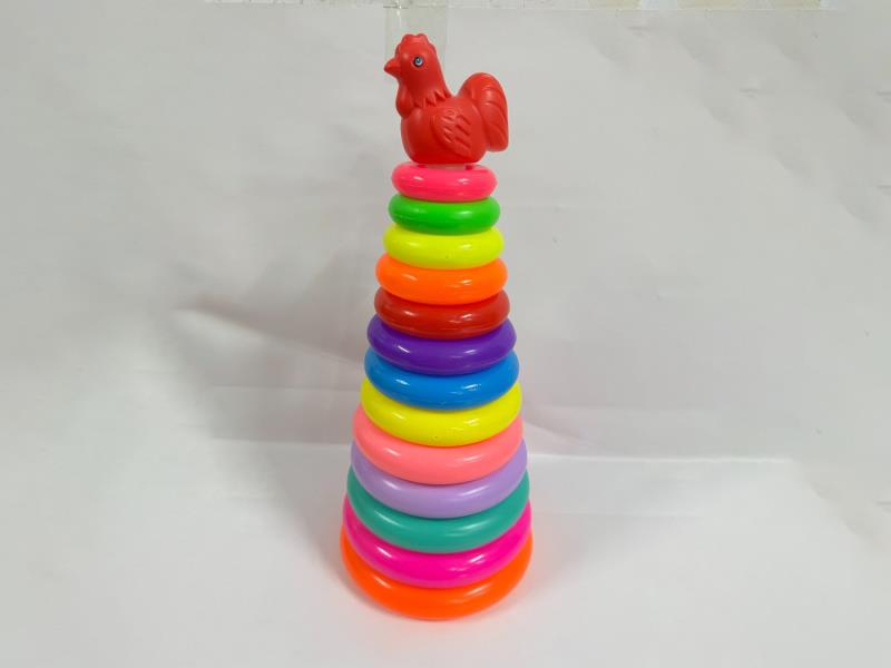 Rooster Rainbow Tower Jenga Ring 13 Layers