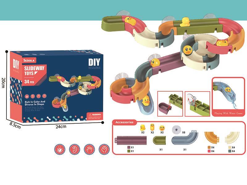 DIY Wall Sucking Slideway 34pcs