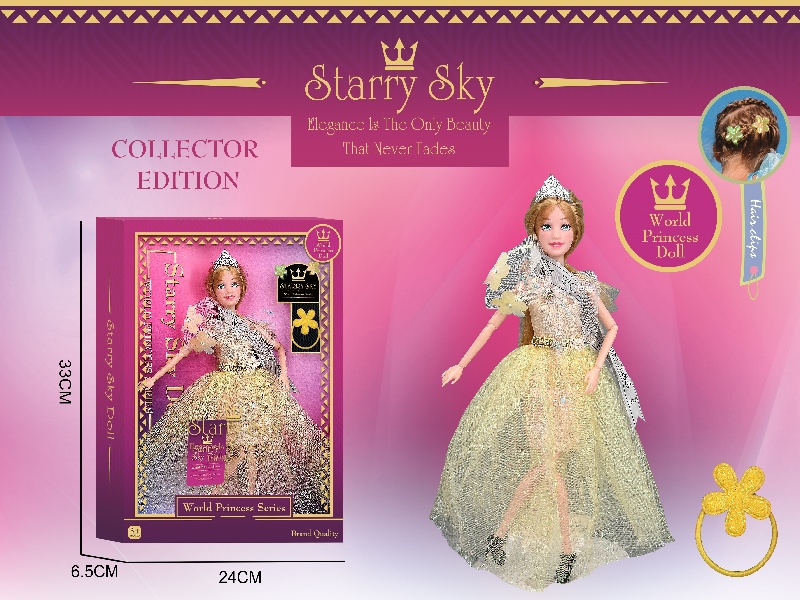 11.5-Inch 11-Joint - World Princess Series - Crown - Champion Tie - Rubber Band