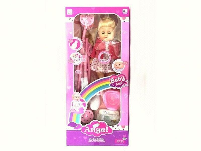 14 Inch Vinyl IC Doll With Cart