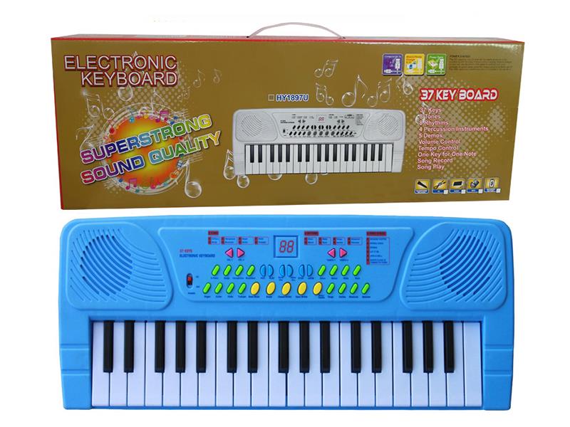 37 Keys Single Speaker Electronic Organ(Blue, With USB, Microphone)