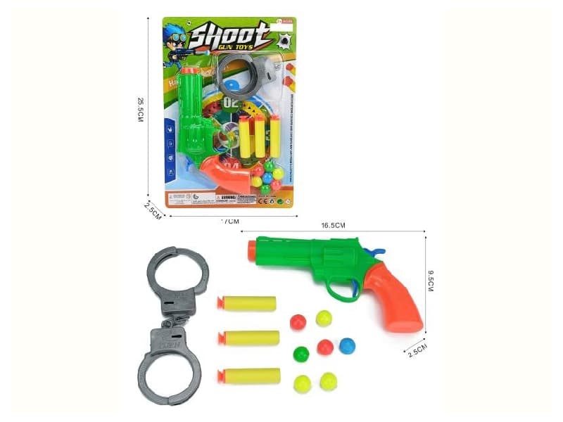 Ping-Pong Ball & Soft Bullet Gun With Handcuffs