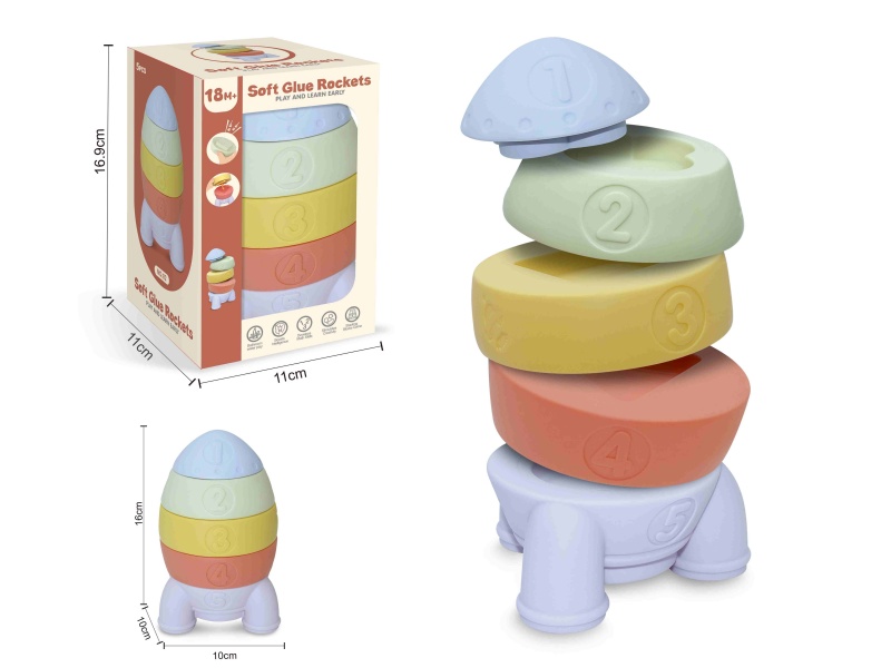 Soft Plastic Rocket Stacking Toy 5pcs
