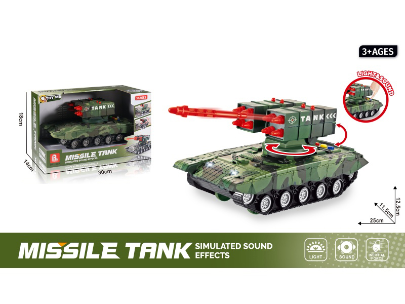 Sound And Light Inertial Missile Vehicle - Light Green (Package 3*Ag13)