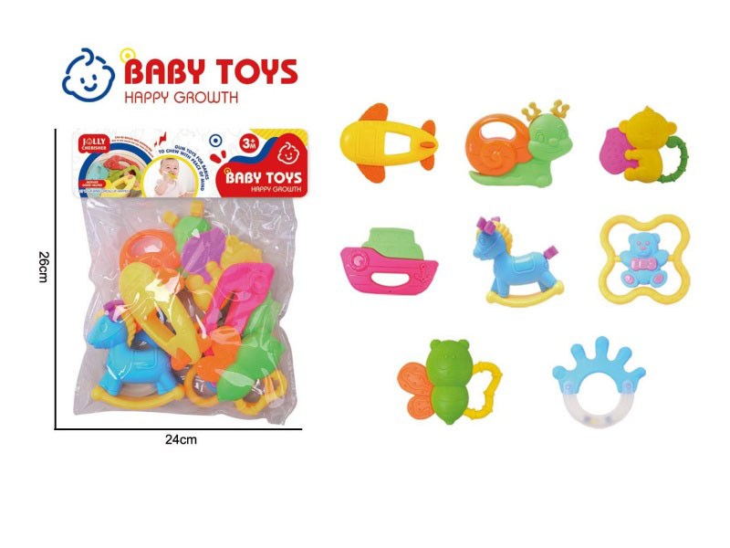 8-Piece Set Of Cartoon Educational And Soothing Baby Teething Toys