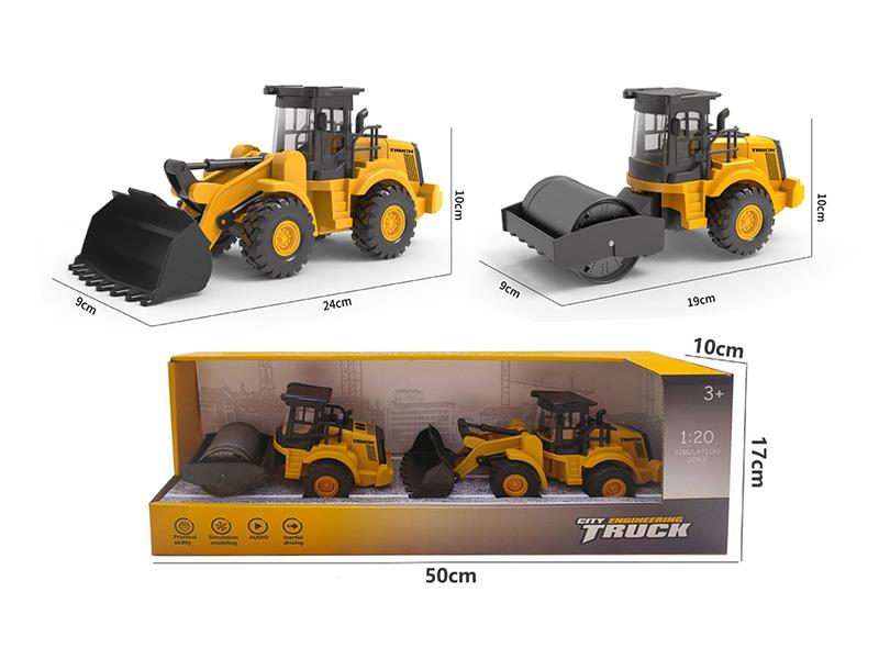 Friction Plastic Bulldozer + Road Roller