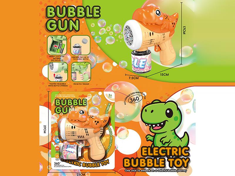 Orange Dinosaur Electric Bubble Gun