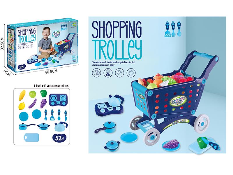 47CM Large Shopping Cart With Tableware Set