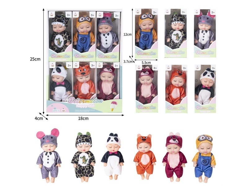 4-Inch Solid Sleeping Doll (6-Piece Set)