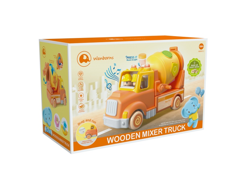 Wooden Mixer Truck With Music And Lights