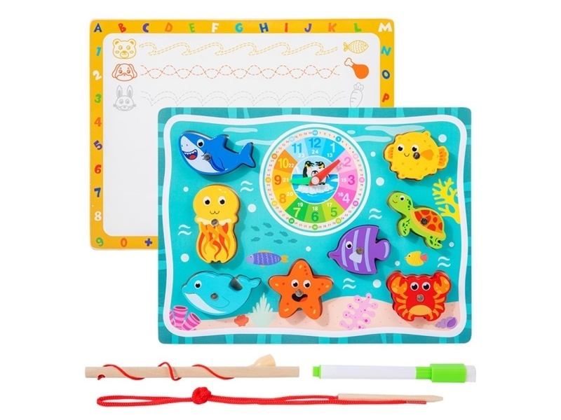 Wooden Fishing Beaded Clock Drawing Board