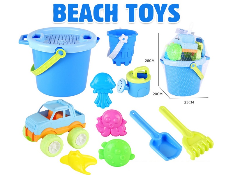 Castle Sand Bucket Truck Sea Animal Sand Mold Shovel Tools Set 11pcs