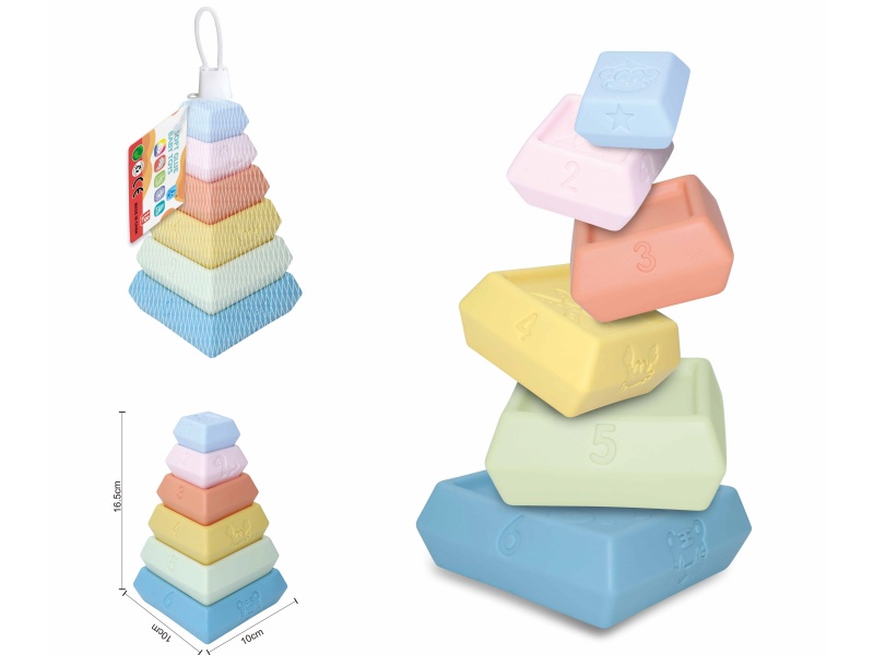 Soft Plastic Six-Layer Tetrahedral Stacking Toy 6pcs