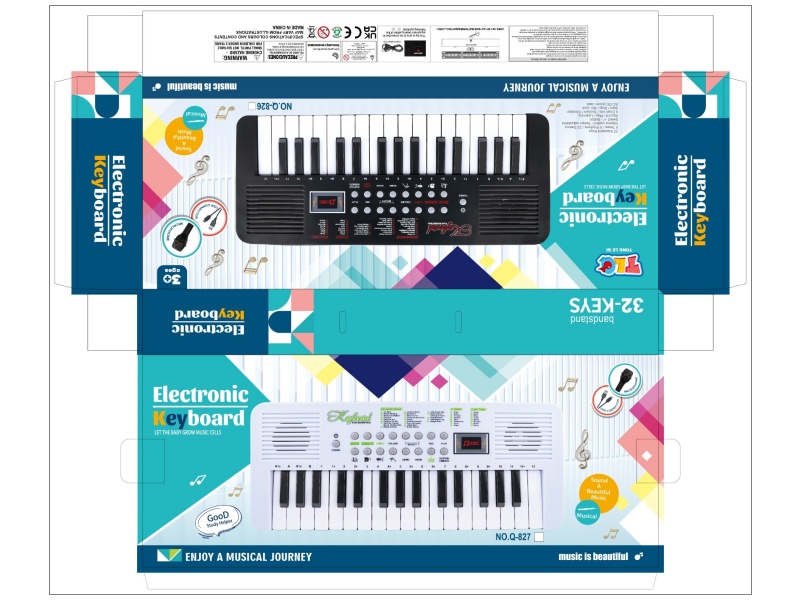 32-Key Multi-Functional Electronic Organ With Microphone, Type-C Connection Cable (White)