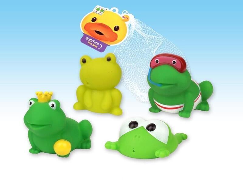 4 Vinyl Frog Bath Toys
