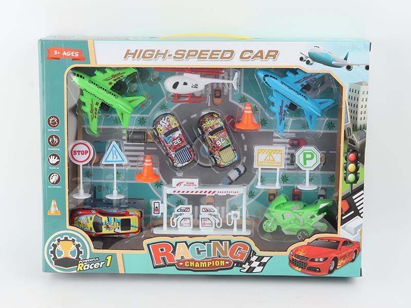 Pull Back Airplane Pull Back Car Set