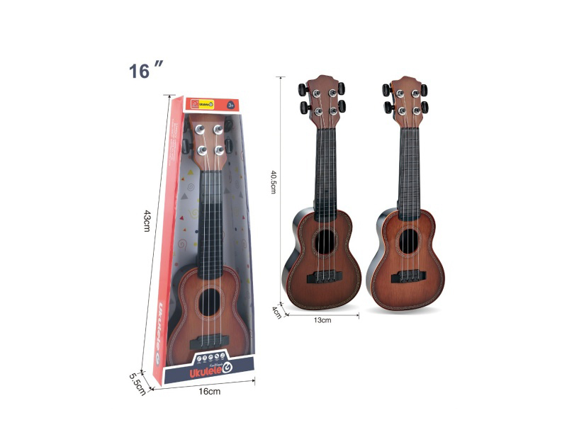 16-Inch Realistic Wood Grain Guitar (2-Color Mixed Set) 4 Rubber Threads