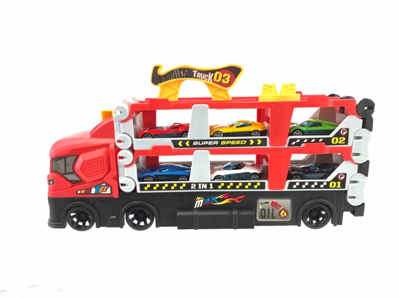 Rail Ejection Truck Alloy Sports Car 6 Music Ic (Red)