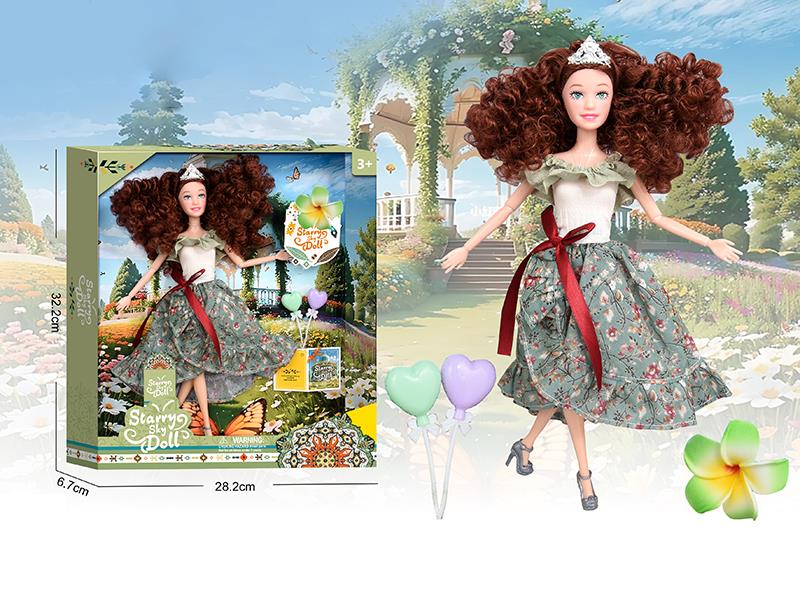Bohemian Style Series 11.5 Inch 11-Joints Fashion Doll With Crown, Hair Rope, Balloon