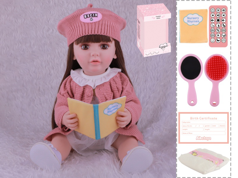 22-Inch Bionic Smart Rebirth Doll, Capable Of Bionic Shaking Of The Head, Raising Of The Hand, Mouth Movement To Speak, Intelligent Dialogue, Recording, Imitating The Tongue, Oral Skills, Dance Music