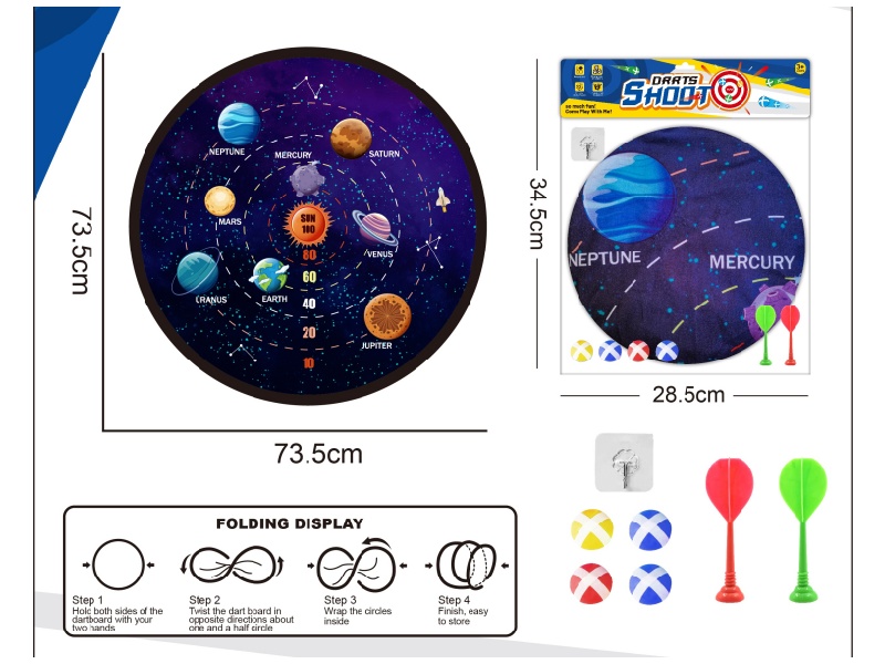 Starry Sky Foldable Dart Target, Sticky Ball Cloth Target 74Cm (Patterns Can Be Customized) - Comes With Darts