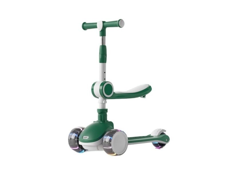 Children'S Scooter, One-Click Folding, Flashing Wheels With Music + Lights (Seat Model)