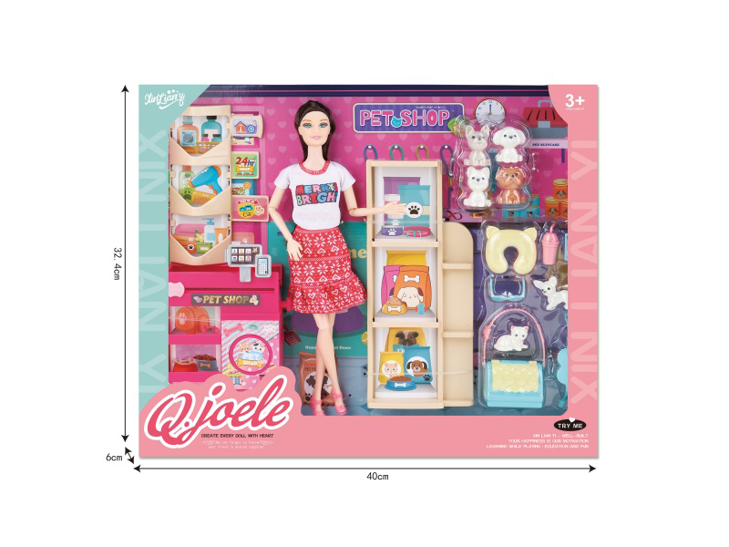 Jole 11.5-Inch Joint Doll Pet Store Set