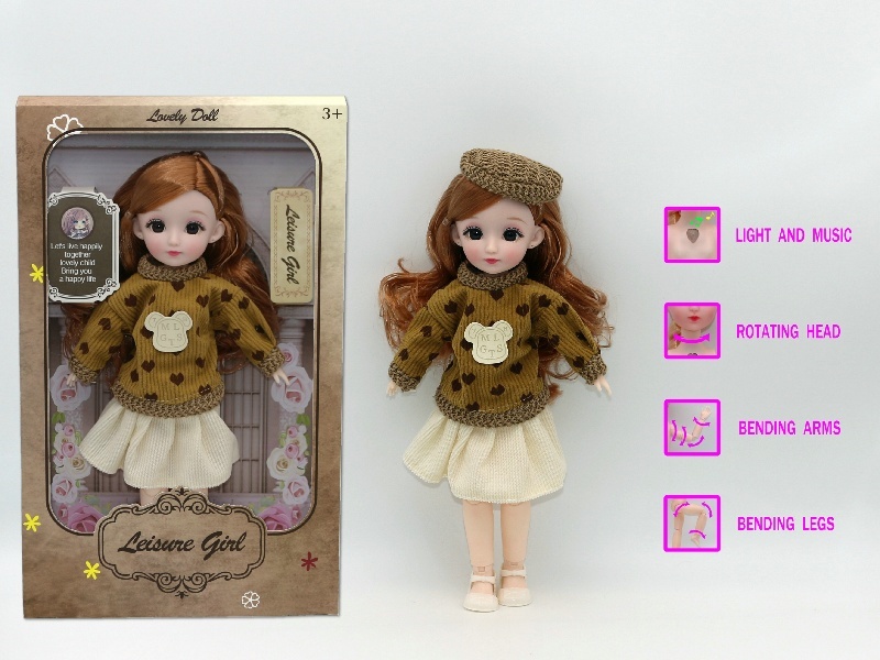 12-Inch 3D Simulation Eye 15-Joint Real-Life Music And Light Barbie Doll