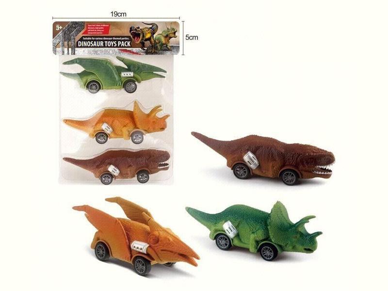 3PCS Pull Back Dinosaur Car