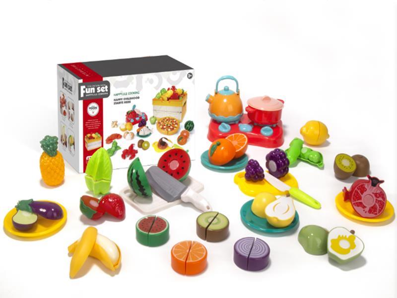 Fold Basket Simulated Cutting Fruits And Vegetable Set