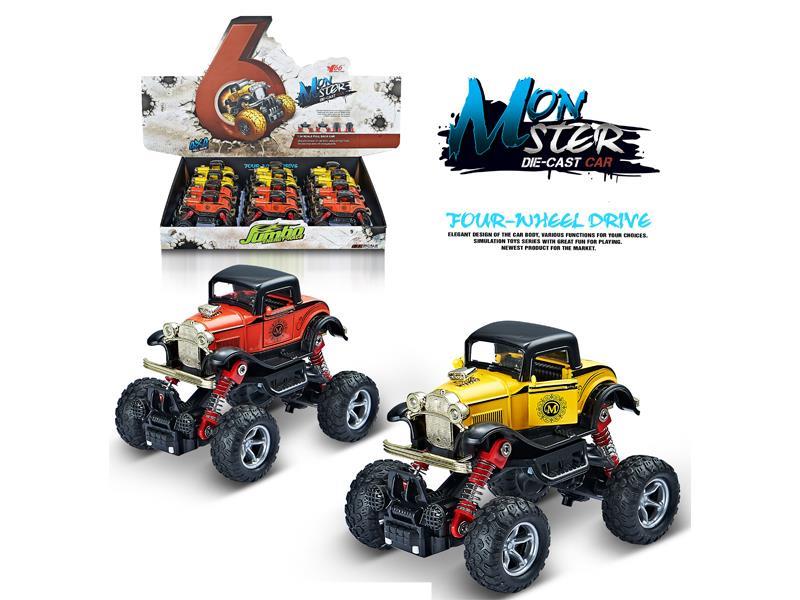 12PCS 1:34 Q Version Alloy Return Force Simulation Climbing Wheel