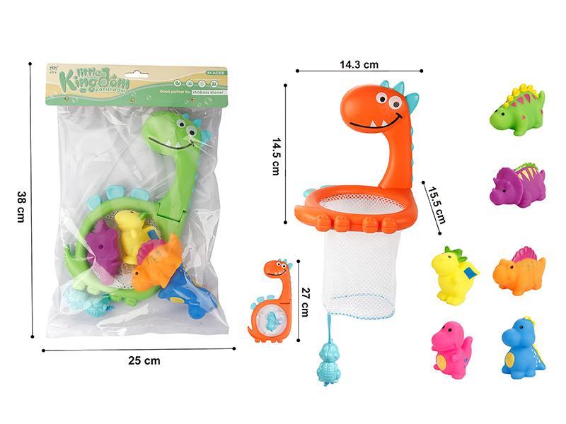 Dinosaur Scoop Net + 4  Dinosaur With BB Whistle