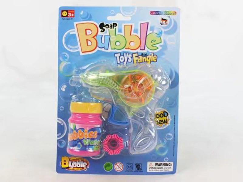 12cm Transparent  Bubble Gun With Light,50ML Bubble,Button Cell