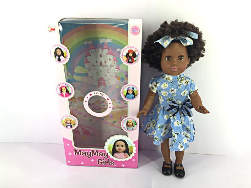 Black Leather Full Enamel Beautiful Girl Doll With English Songs