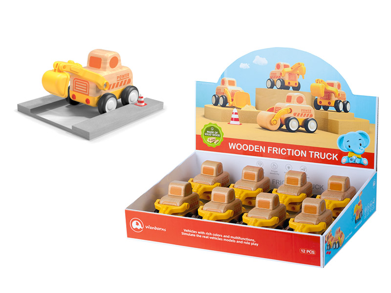 Wooden Mini Excavator With Music And Lights 8pcs/Box