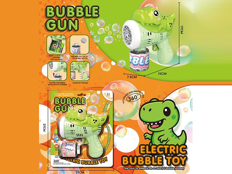 Green Dinosaur Electric Bubble Gun