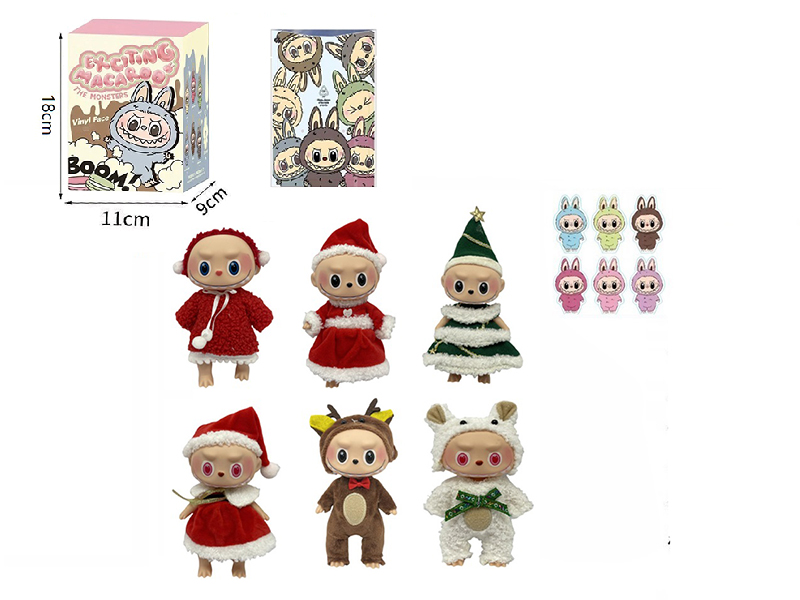 8" Plush Vinyl Christmas Labubu Doll Keychain With 1 Card