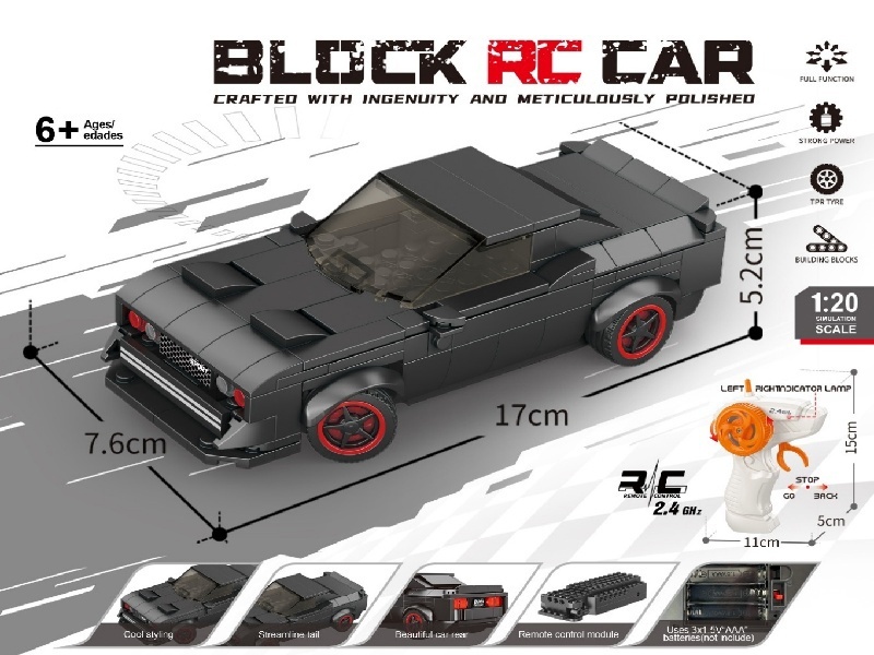 1:20 Block Remote Control Car - Simulated Dodge Challenger (Particle count: 244 pieces) without power included