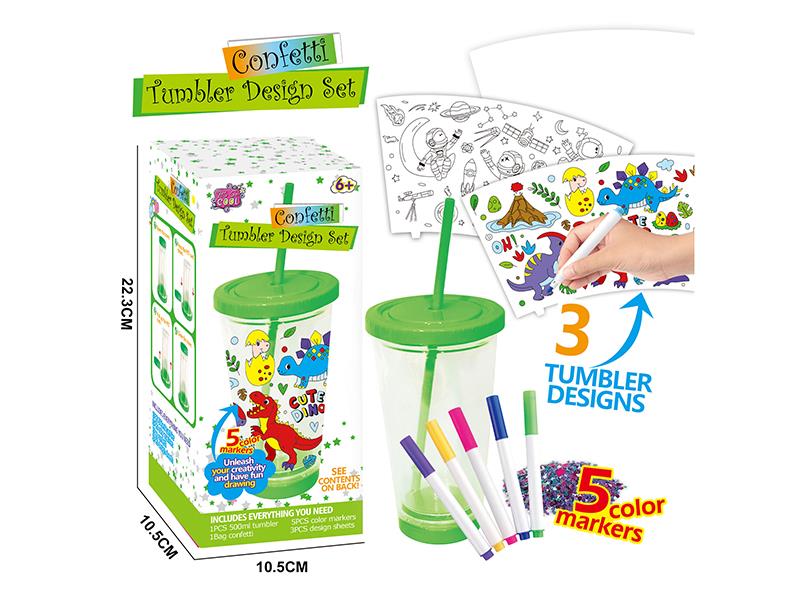 DIY Graffiti Tumbler Design Set - Dinosaur/Astronaut Series