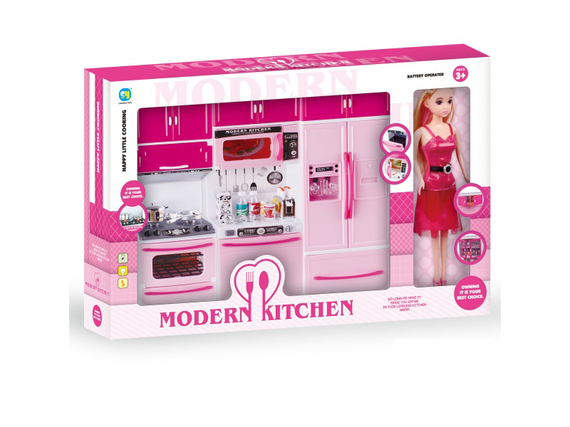 Pink Solid Color Kitchen And Kitchenware Set + Pyrene