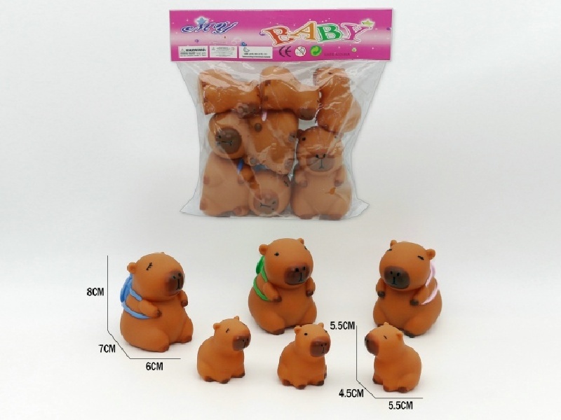 Six Sets Of Rubber-Lined Animal Kapibabala Family With Whistles
