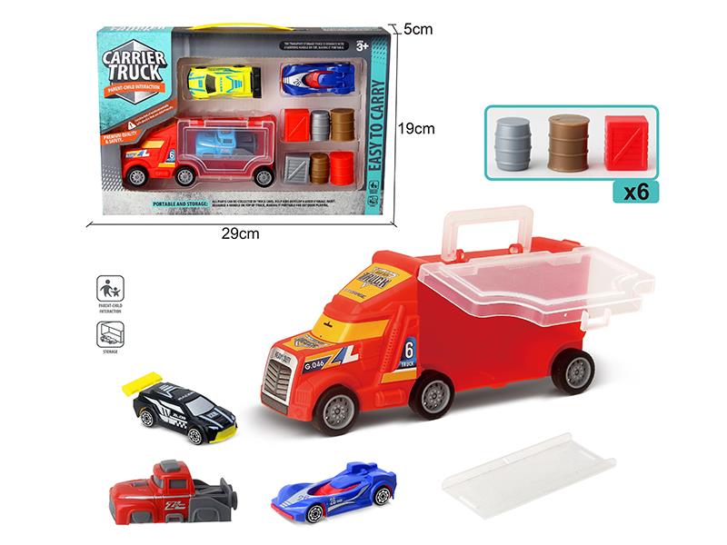 Slide Portable Storage Carrier Tuck + 2 Small Cars + 1 Launcher + 6 Accessories