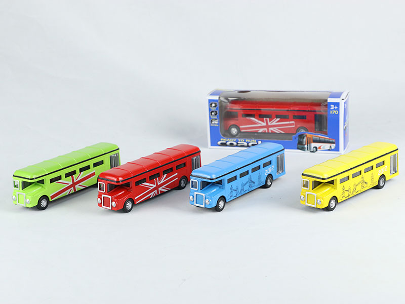 1:90 Pull Back Alloy London Single-Decker Bus With Sound And Lights, Can Open The Door