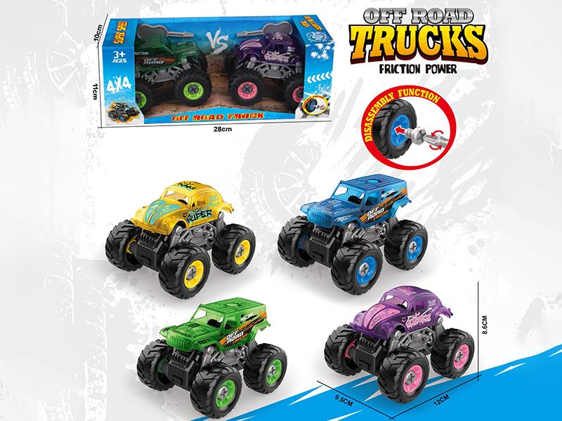 DIY Assembly Friction Transparent Off-Road Vehicles 2pcs