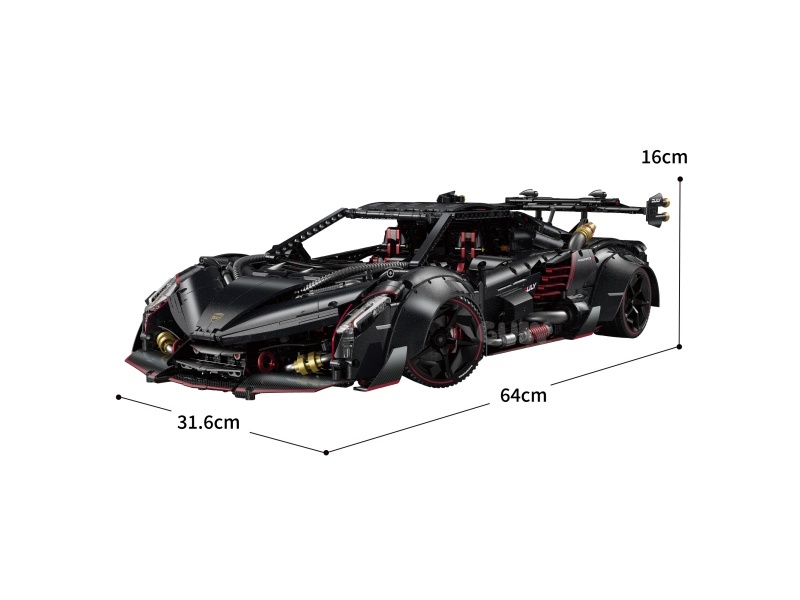 Building Blocks: 1:8 Supercar Series - Rambo Poison (Electroplated Limited Edition)3809 Pieces