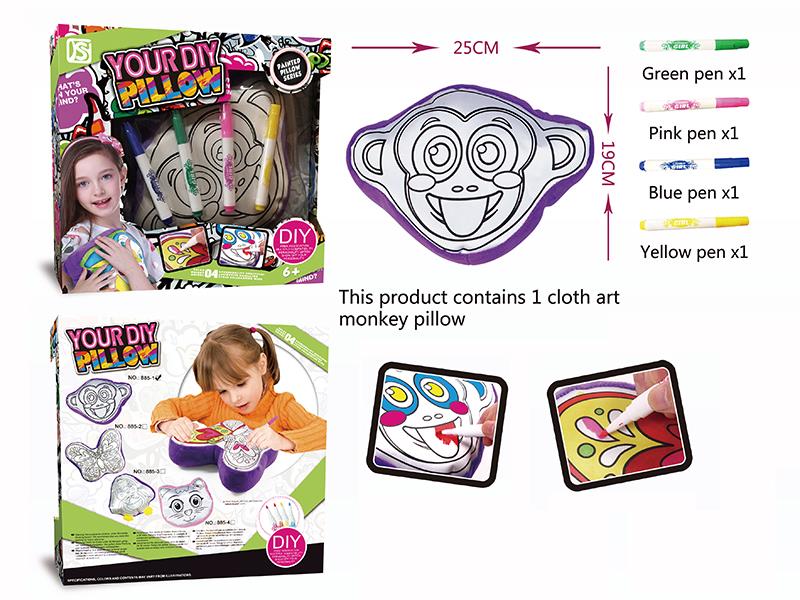 DIY Painting Fabric Monkey Pillow