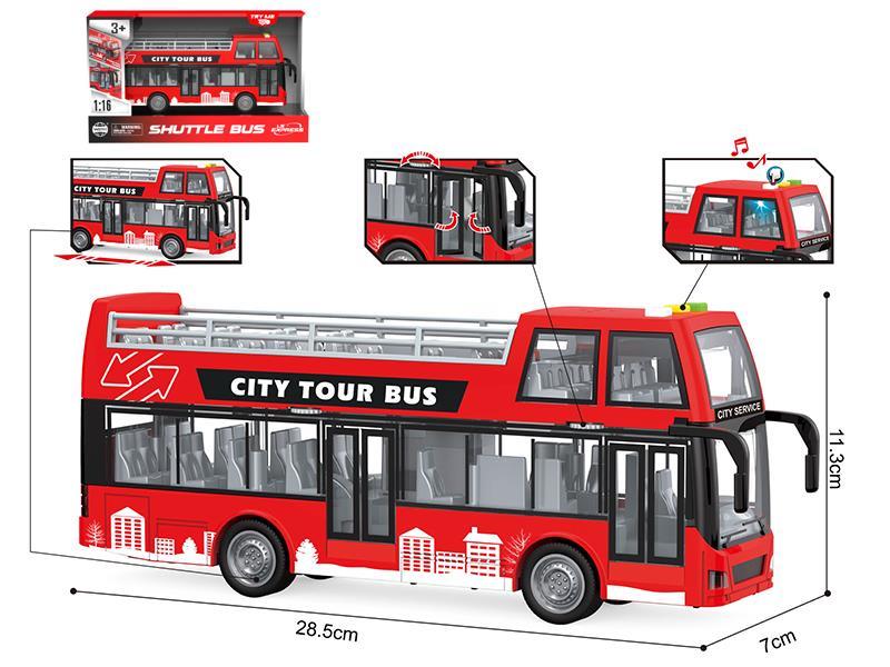 1:16 Friction Open-Top Bus(Opening Door,Light & Sound)
