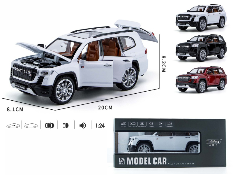 1:24 Land Cruiser GT Streetcar Version Pull Back Alloy Six-Door Car Model With Sound And Light